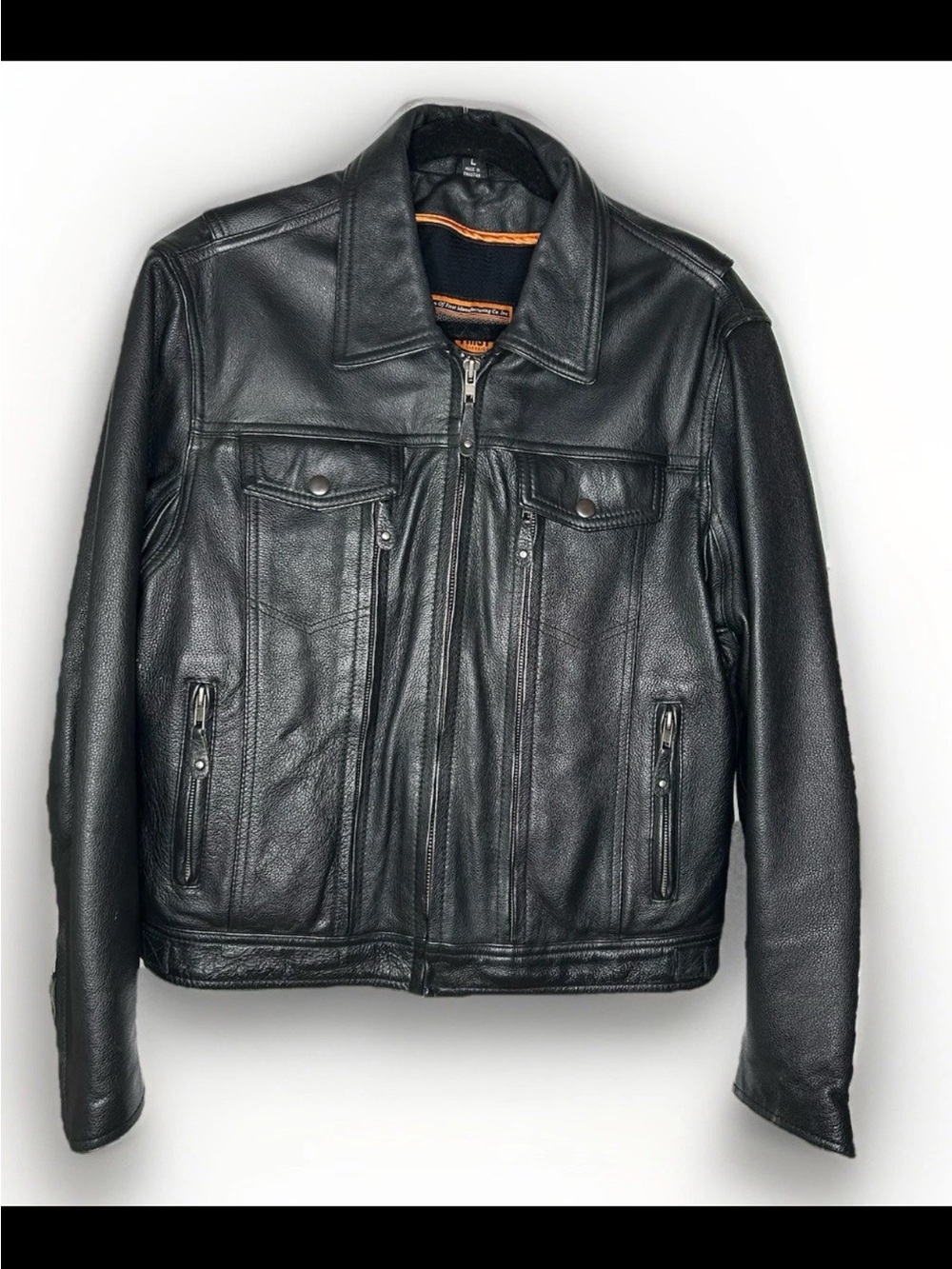 First Classics Genuine Leather Motorcycle Jacket w/ Concealed Carry Pockets Sz L
